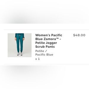 Figs Zemora Jogger Scrub Pants XS petite, Pacific Blue